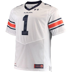 #1 Auburn Tigers Under Armour Premier Football Jersey – White 2019