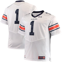 #1 Auburn Tigers Under Armour Premier Football Jersey – White 2019