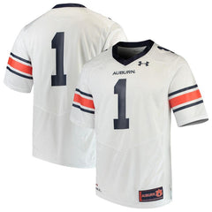 #1 Auburn Tigers Under Armour Team Replica Football Jersey – White 2019