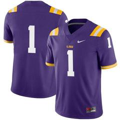 #1 LSU Tigers Football Game Jersey – Purple 2019