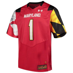 #1 Maryland Terrapins Under Armour Premier Football Jersey – Red 2019