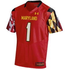 #1 Maryland Terrapins Under Armour Premier Football Performance Jersey - Red 2019