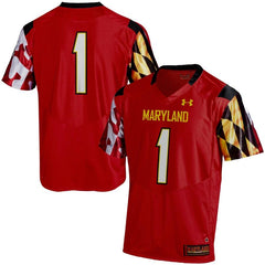 #1 Maryland Terrapins Under Armour Premier Football Performance Jersey - Red 2019