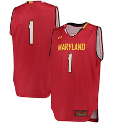 #1 Maryland Terrapins Under Armour Replica Performance Basketball Jersey – Red 2019