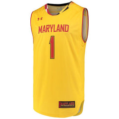 #1 Maryland Terrapins Under Armour Replica Performance Basketball Jersey – Yellow 2019