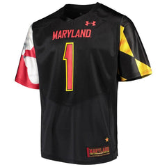 #1 Maryland Terrapins Under Armour Team Replica Football Jersey – Black 2019