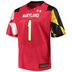 #1 Maryland Terrapins Under Armour Team Replica Football Jersey – Red 2019