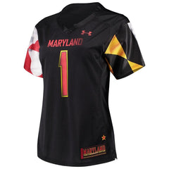 #1 Maryland Terrapins Under Armour Women's Finished Replica Jersey – Black 2019