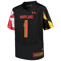 #1 Maryland Terrapins Under Armour Youth Finished Replica Jersey – Black 2019