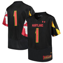 #1 Maryland Terrapins Under Armour Youth Finished Replica Jersey – Black 2019