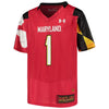 Image of #1 Maryland Terrapins Under Armour Youth Finished Replica Jersey – Red 2019