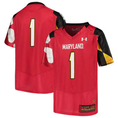 #1 Maryland Terrapins Under Armour Youth Finished Replica Jersey – Red 2019