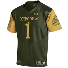 #1 Notre Dame Fighting Irish Under Armour 2016 Shamrock Series Football Jersey - Olive Green 2019