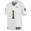 Image of #1 Notre Dame Fighting Irish Under Armour Youth Team Replica Football Jersey – White 2019