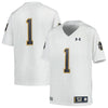 Image of #1 Notre Dame Fighting Irish Under Armour Youth Team Replica Football Jersey – White 2019