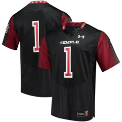 #1 Temple Owls Under Armour Replica Football Jersey - Black 2019