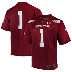 #1 Temple Owls Under Armour Team Replica Football Jersey – Garnet 2019