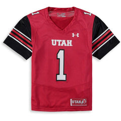 #1 Utah Utes Under Armour Youth Finished Replica Jersey – Red 2019