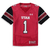 Image of #1 Utah Utes Under Armour Youth Finished Replica Jersey – Red 2019