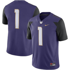 #1 Washington Huskies Team Game Football Jersey – Purple 2019