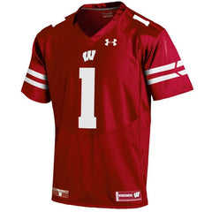 #1 Wisconsin Badgers Under Armour Premier Football Jersey - Red 2019