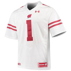 #1 Wisconsin Badgers Under Armour Premier Football Jersey – White 2019