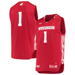 #1 Wisconsin Badgers Under Armour Replica Basketball Jersey - Red 2019