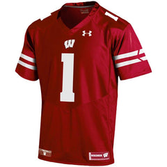 #1 Wisconsin Badgers Under Armour Team Replica Football Jersey – Red 2019