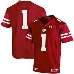 #1 Wisconsin Badgers Under Armour Team Replica Football Jersey – Red 2019