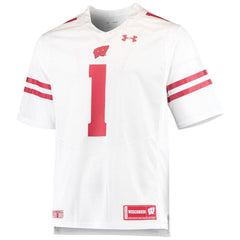 #1 Wisconsin Badgers Under Armour Team Replica Football Jersey – White 2019