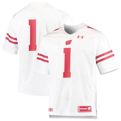 #1 Wisconsin Badgers Under Armour Team Replica Football Jersey – White 2019