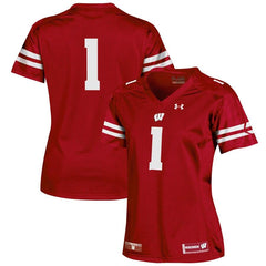 #1 Wisconsin Badgers Under Armour Women's Replica Football Jersey - Red 2019