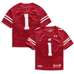 #1 Wisconsin Badgers Under Armour Youth Finished Replica Jersey – Red 2019