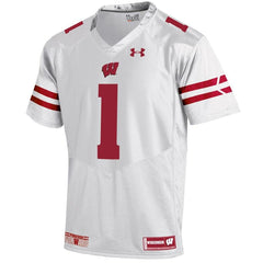 #1 Wisconsin Badgers Under Armour Youth Replica Football Jersey - White 2019