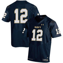 #12 Navy Midshipmen Under Armour Premier Performance Football Jersey – Navy 2019