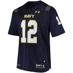 #12 Navy Midshipmen Under Armour Replica Football Jersey - Navy 2019