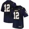 Image of #12 Navy Midshipmen Under Armour Replica Football Jersey - Navy 2019