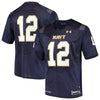 Image of #12 Navy Midshipmen Under Armour Team Replica Football Jersey – Navy 2019