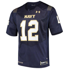 #12 Navy Midshipmen Under Armour Team Replica Football Jersey – Navy 2019