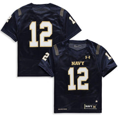 #12 Navy Midshipmen Under Armour Youth Finished Replica Jersey – Navy 2019