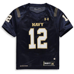 #12 Navy Midshipmen Under Armour Youth Finished Replica Jersey – Navy 2019