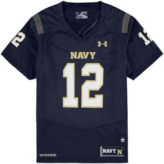 #12 Navy Midshipmen Under Armour Youth Premier Performance Jersey - Navy 2019