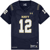 Image of #12 Navy Midshipmen Under Armour Youth Premier Performance Jersey - Navy 2019