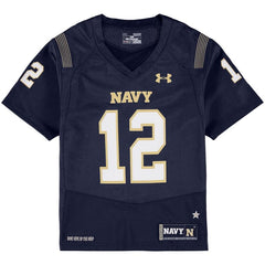 #12 Navy Midshipmen Under Armour Youth Replica Performance Football Jersey – Navy 2019