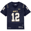 Image of #12 Navy Midshipmen Under Armour Youth Replica Performance Football Jersey – Navy 2019