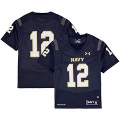 #12 Navy Midshipmen Under Armour Youth Replica Performance Football Jersey – Navy 2019