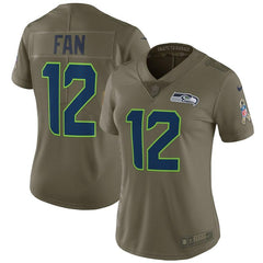 12s Seattle Seahawks Women's Salute to Service Limited Jersey - Olive 2019