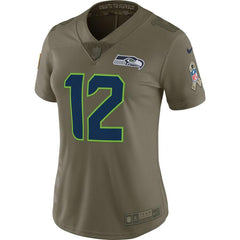 12s Seattle Seahawks Women's Salute to Service Limited Jersey - Olive 2019