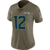 Image of 12s Seattle Seahawks Women's Salute to Service Limited Jersey - Olive 2019