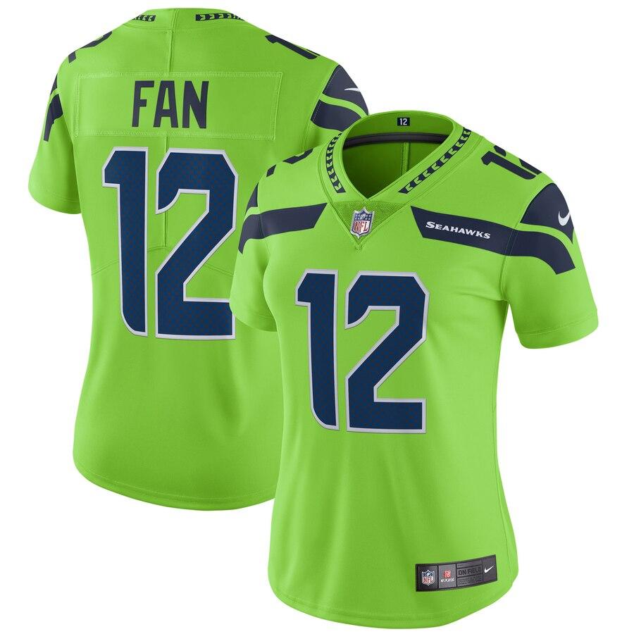 12s Seattle Seahawks Women's Vapor Untouchable Color Rush Limited Player Jersey - Neon Green 2019